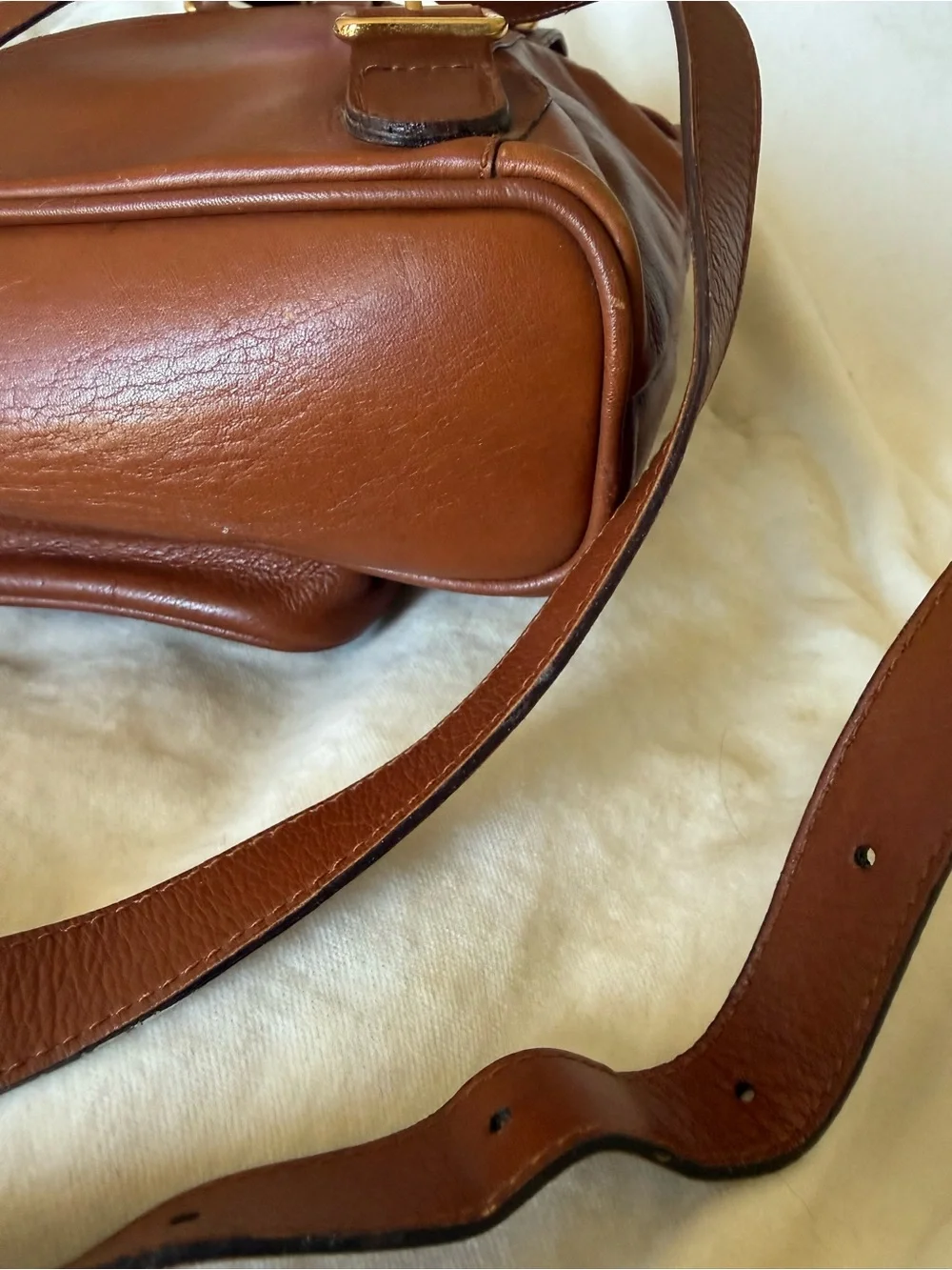 GUCCI leather backpack with gold and bamboo handle